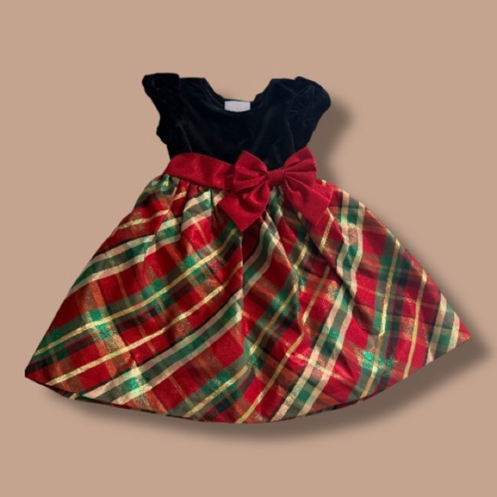 Bonnie Jean Red Toddler Holiday Plaid Dress (4T)